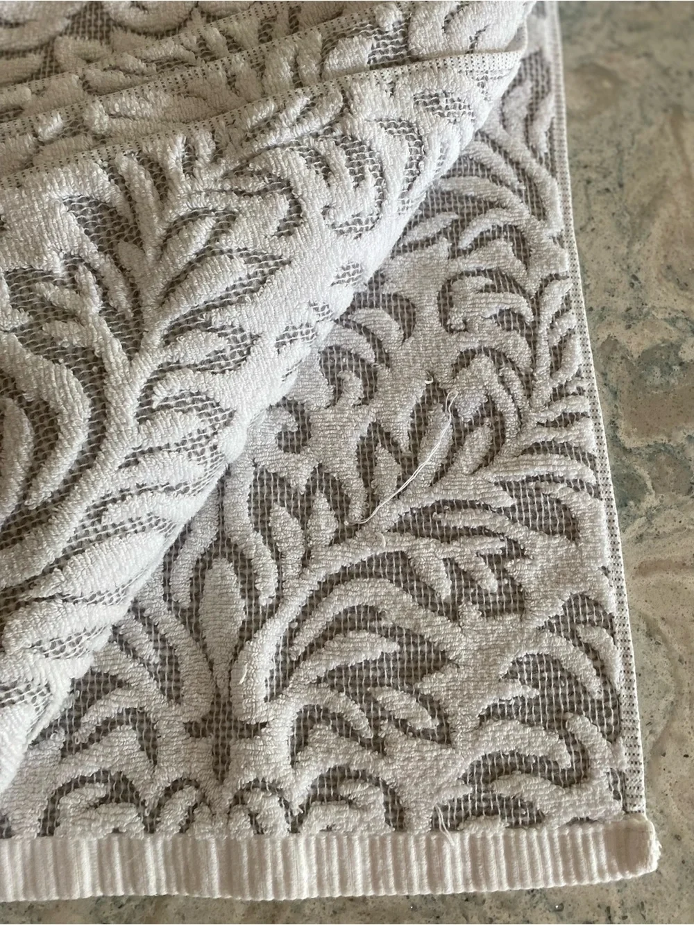 Nicole Milker Neutral Leaf Jacquard Bath Towel Set